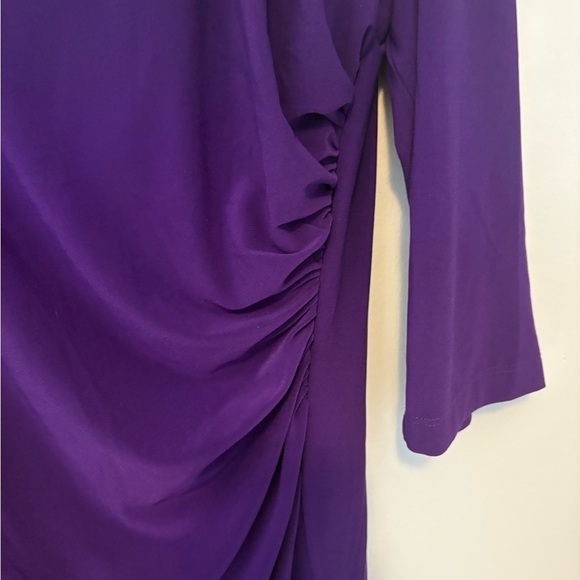Tiana B Purple Ruched Dress | NWT | Plus Size 3X | Long Sleeve Knee Length - Picture 2 of 5